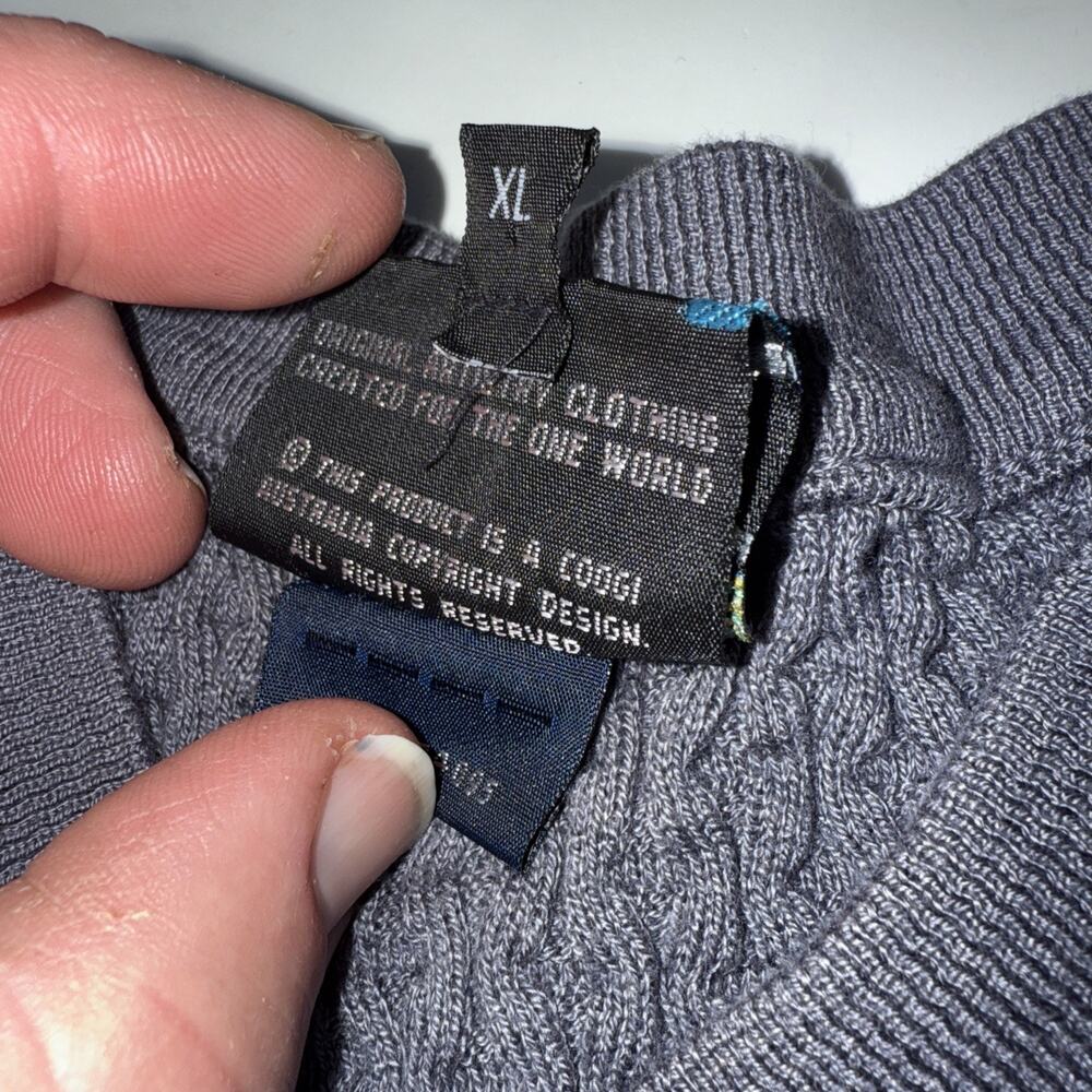 Coogi Gray Ribbed V Neck Sweater Men Sz XL Australia 100% mercerised Cotton - Picture 4 of 12
